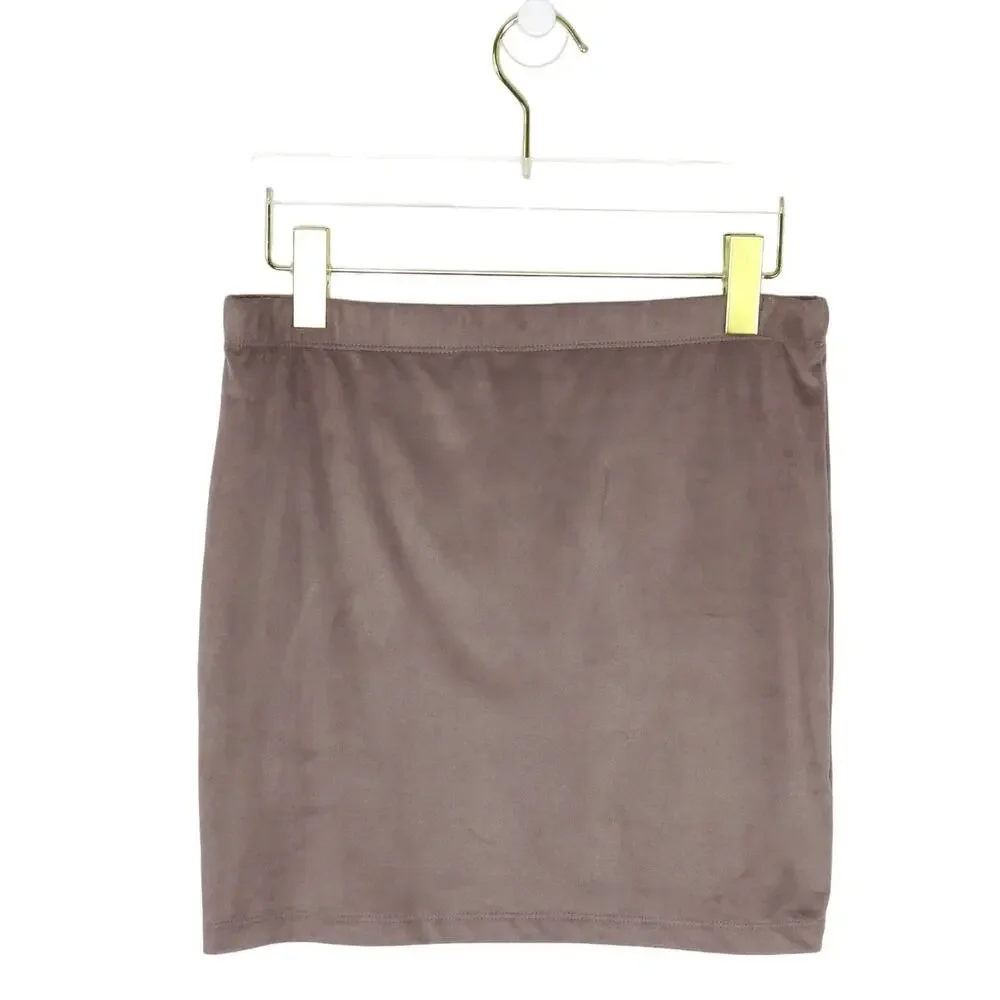 ASOS Taupe Suede Mini Skirt Size 6 Small Sexy Going Out
